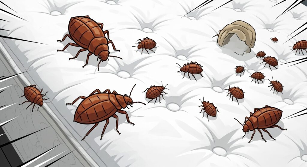 Plaga de chinches en un colchón