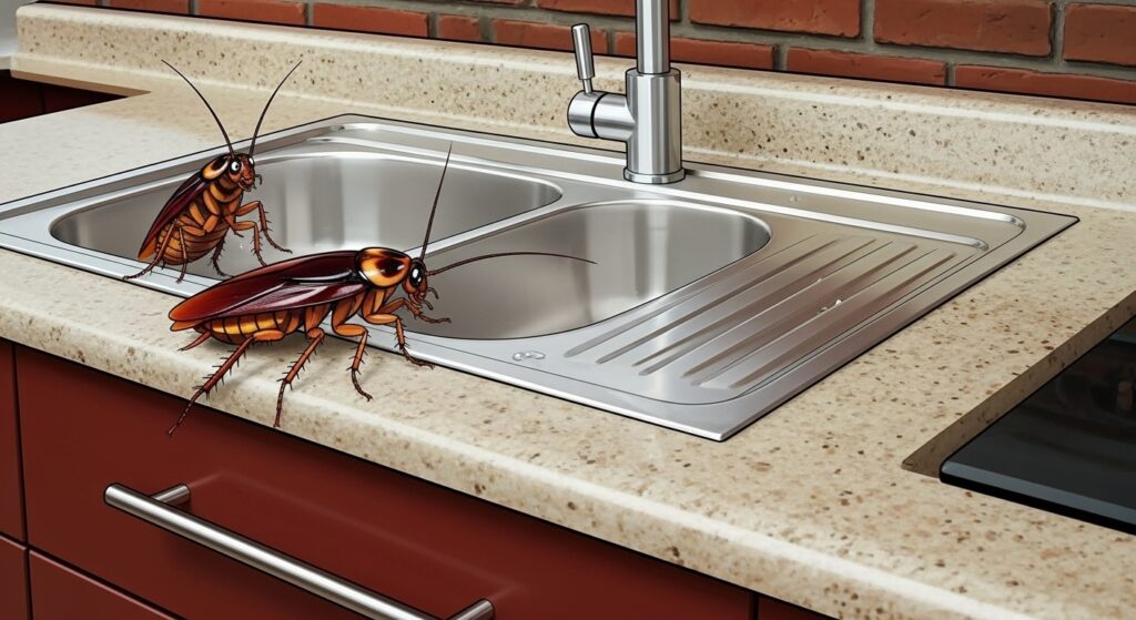 Plaga de cucarachas en una cocina de la cdmx