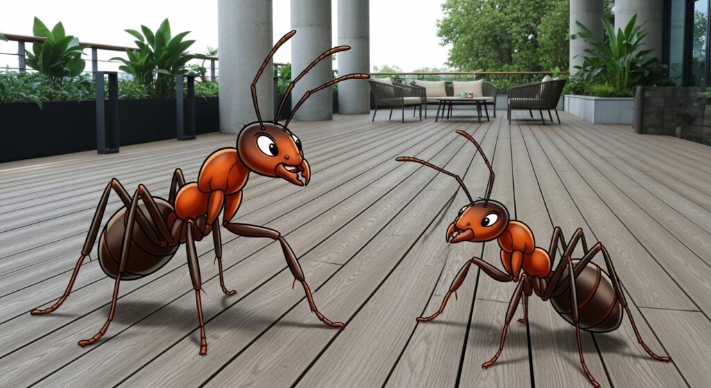 Plaga de hormigas en el patio de una casa