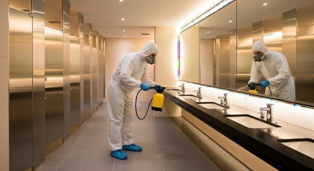 Fumigador realizando una fumigación de ratas en la ciudad de méxico